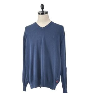 IZOD Mens V Neck Long Sleeve Sweater Pullover Classic Fit Navy Blue XL Soft